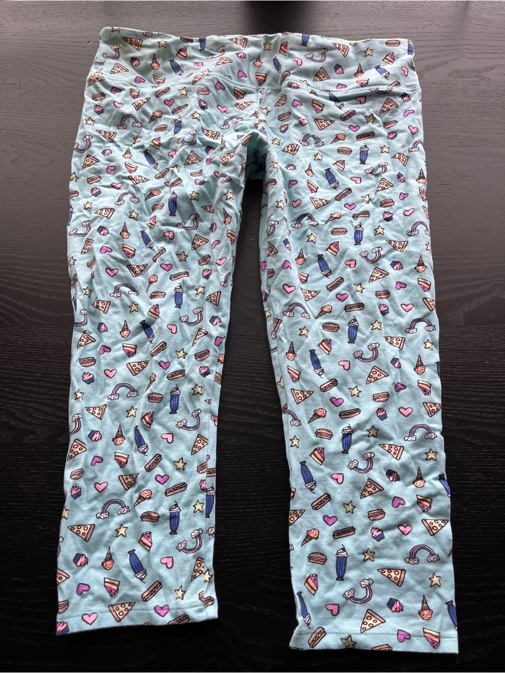 SO Intimates Size L Light Blue Food Print Capri Leggings